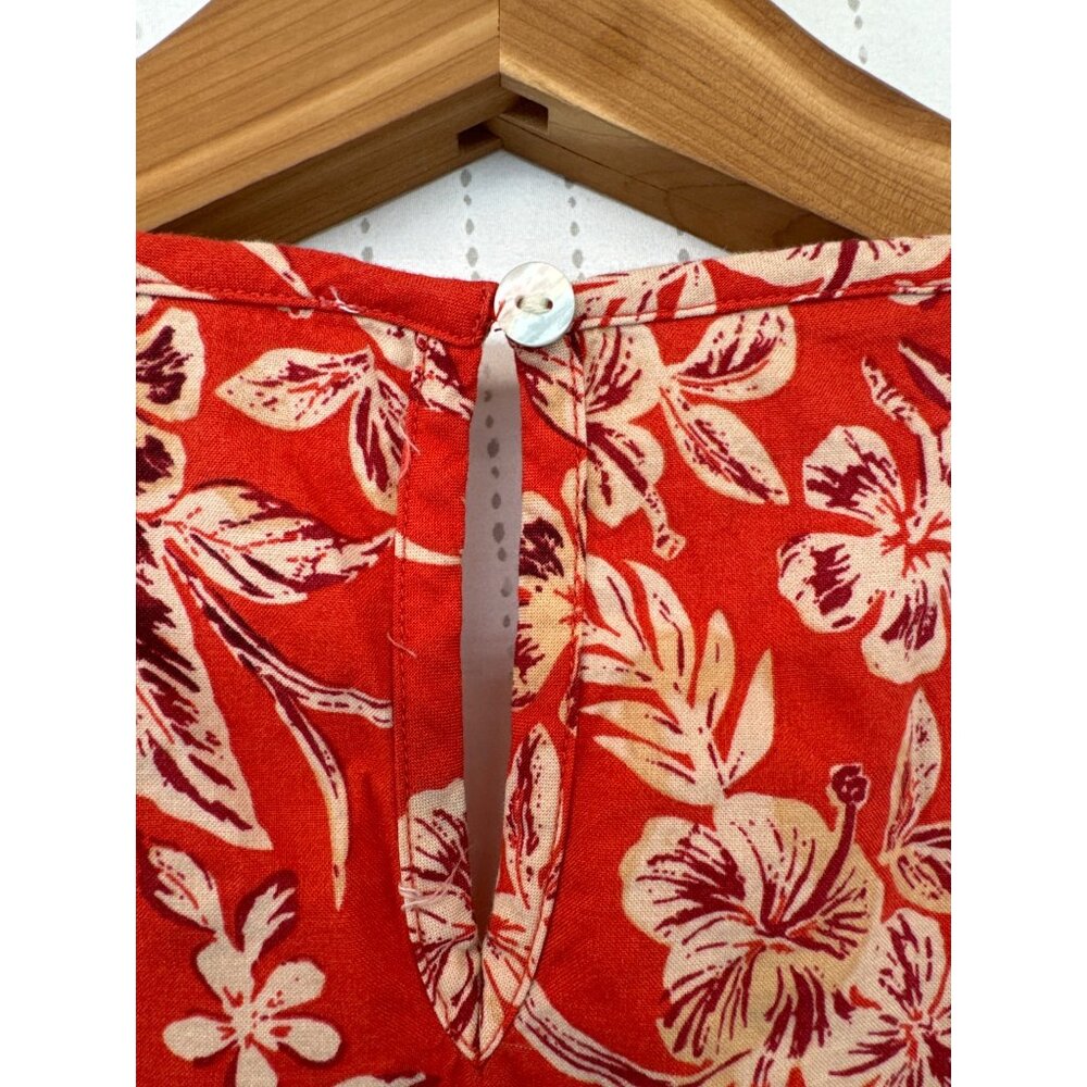 Beach Lunch Lounge Dress Sz M Orange Floral Boho Peasant Tasseled Casual 3/4Slv - Picture 9 of 14